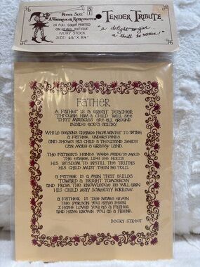 Frameable "Father" Poem Decorative Art Print
